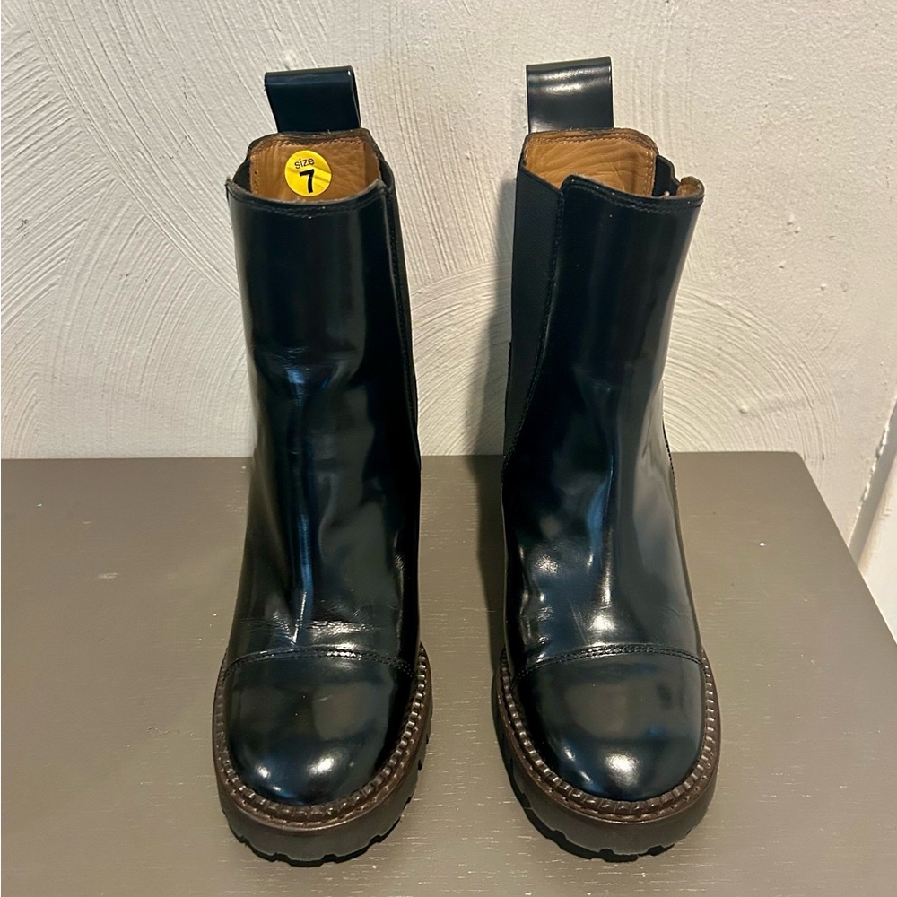 Black and Brown Chelsea Boots with Elastic Panels